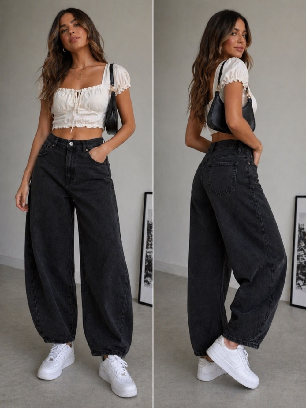 Kensie Black High-Rise Wide Leg Jeans